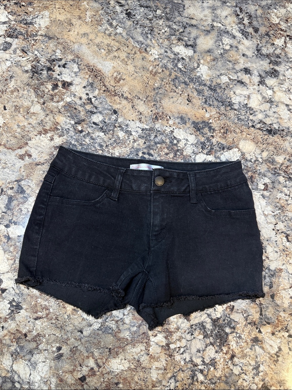 No Boundaries Black Frayed Hem Jean Shorts